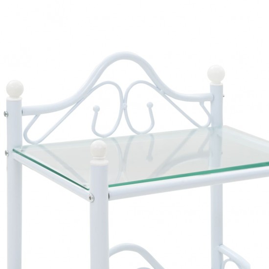 Nakt. staliukas, plien. ir grūd. stikl., 45x30,5x60cm, baltas