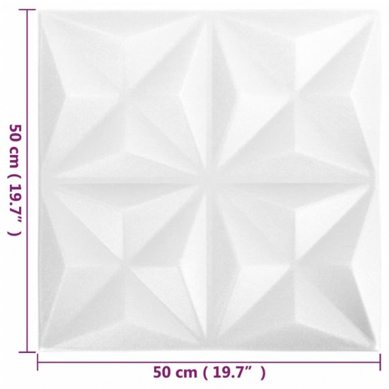 3D sienų plokštės, 24vnt., origami baltos, 50x50cm, 6m²