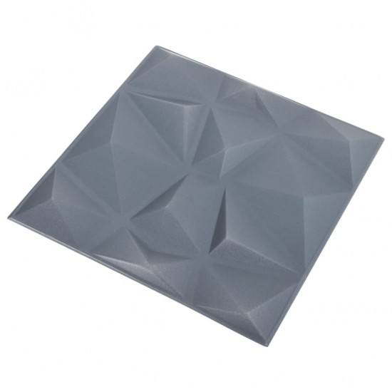 3D sienų plokštės, 24vnt., deimantų pilkos, 50x50cm, 6m²