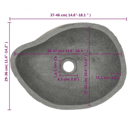 Praustuvas, upės akmuo, ovalo forma, 37–46cm