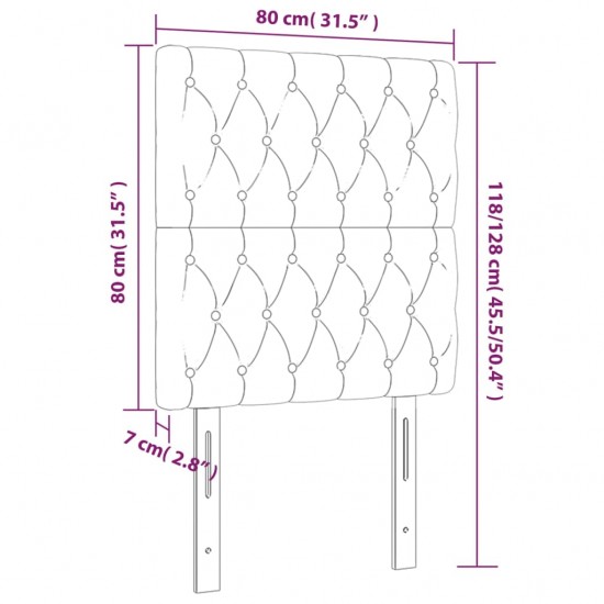 Galvūgalis su LED, tamsiai pilkas, 80x7x118/128cm, aksomas