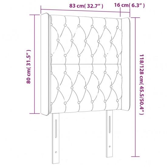 Galvūgalis su LED, tamsiai pilkas, 83x16x118/128cm, aksomas