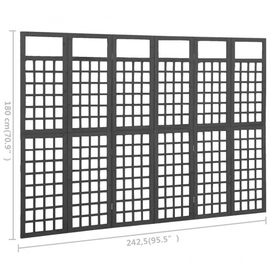 Kambario pertvara/treliažas, 6 dalių, juoda, 242,5x180cm, eglė