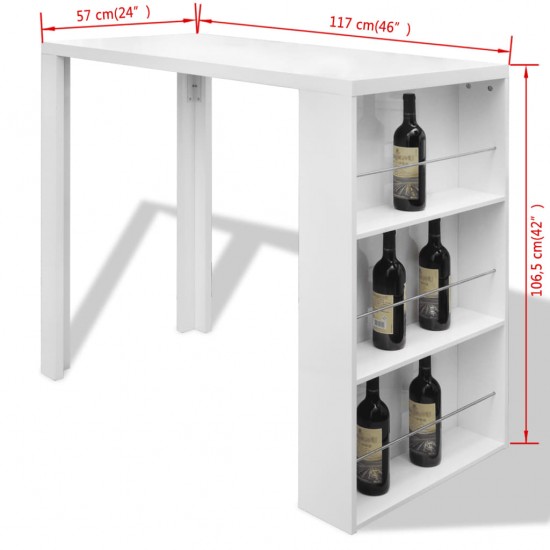 Baro stalas, MDF, su vyno stovu, ypač blizgus, baltas