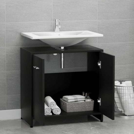Vonios kambario spintelė, juodos spalvos, 60x33x61cm, MDP
