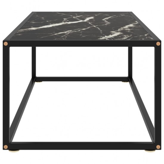 Kavos staliukas su juodo marmuro stiklu, juodas, 100x50x35cm