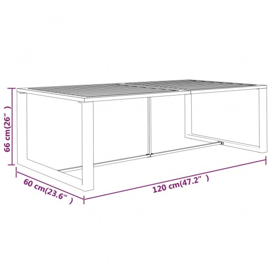 Lauko valgomojo stalas, antracito, 120x60x66cm, aliuminis