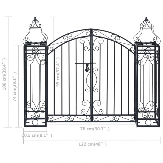 Dekoratyviniai sodo vartai, 122x20,5x100cm, kalta geležis