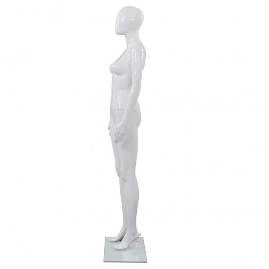 Moteriškas manekenas, stiklo pagrindas, blizgus, baltas, 175cm