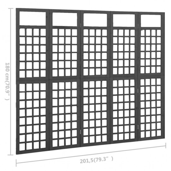 Kambario pertvara/treliažas, 5 dalių, juoda, 201,5x180cm, eglė