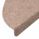 Lipnūs laiptų kilimėliai, 15vnt., smėlio spalvos, 65x22,5x3,5cm