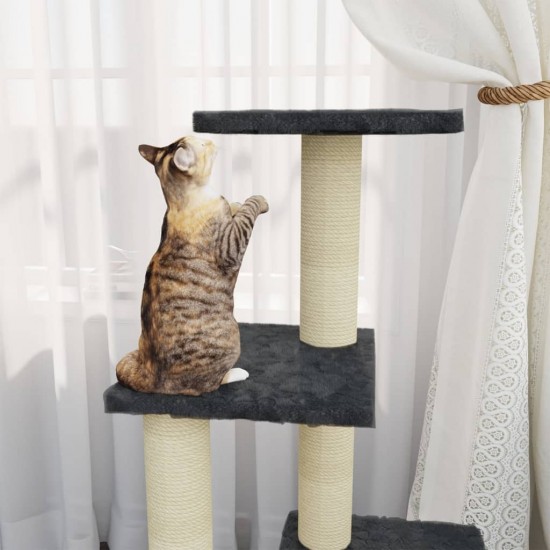 Draskyklė katėms su stovais iš sizalio, tamsiai pilka, 92cm