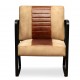 Poilsio kėdė, ruda, tikra oda ir audinys