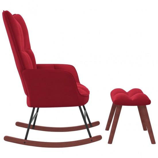 Supama kėdė su pakoja, raudonojo vyno spalvos, aksomas