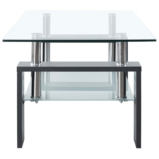 Kavos staliukas, pilkas/skaidrus, 95x55x40cm, grūdintas stiklas
