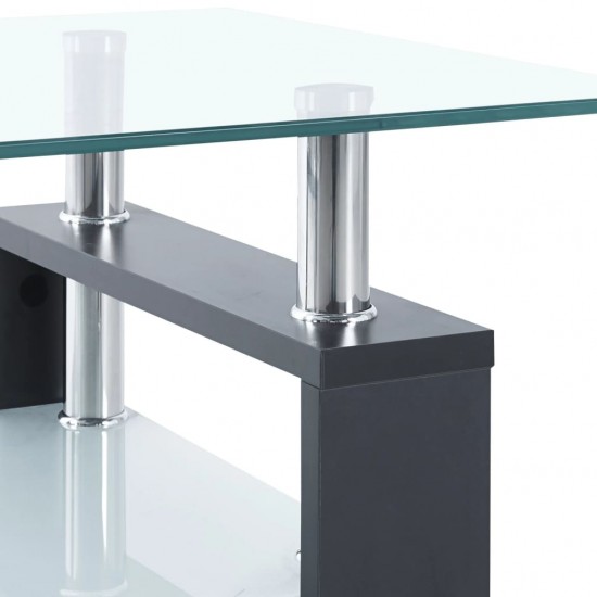 Kavos staliukas, pilkas/skaidrus, 95x55x40cm, grūdintas stiklas