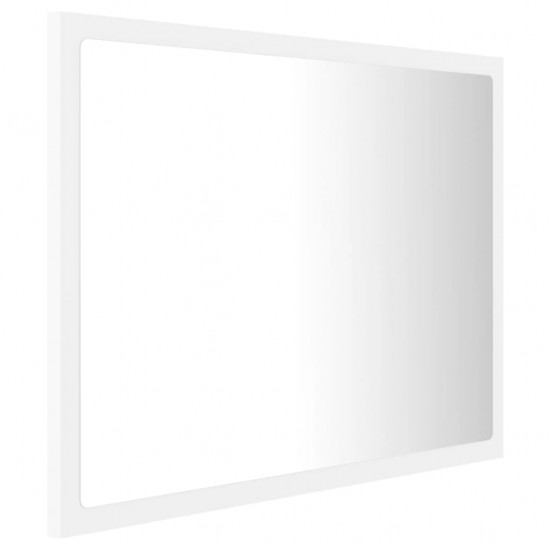 Vonios kambario LED veidrodis, baltas, 60x8,5x37cm, akrilas