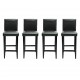 Baro kėdės, 4 vnt., juodos, dirbtinė oda