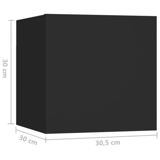 Naktinės spintelės, 2vnt., juodos, 30,5x30x30cm, MDP