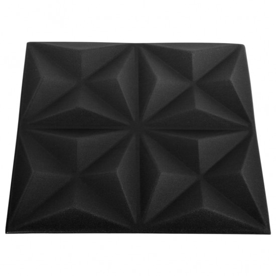 3D sienų plokštės, 48vnt., origami juodos, 50x50cm, 12m²