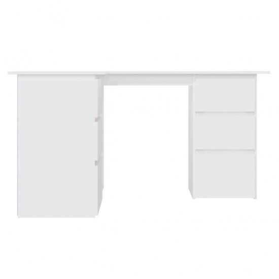 Kampinis rašomasis stalas, baltos spalvos, 145x100x76cm, MDP