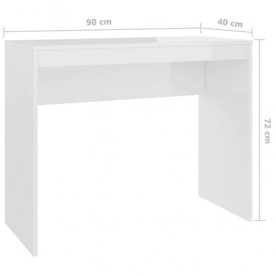 Rašomasis stalas, baltas, 90x40x72cm, apdirbta mediena, blizgus