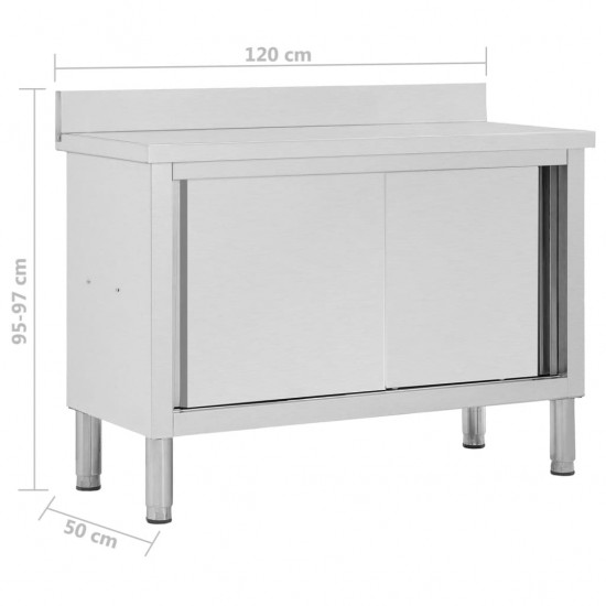 Darbo stalas su durimis, 120x50x(95-97)cm, nerūdijantis plienas