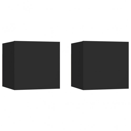 Sieninės televizoriaus spintelės, 2vnt., juodos, 30,5x30x30cm