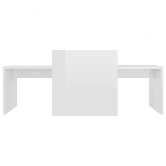 Kavos staliukų komplektas, baltas, 100x48x40cm, MDP, blizgus