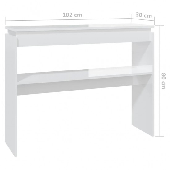 Konsolinis staliukas, baltas, 102x30x80cm, MDP, labai blizgus
