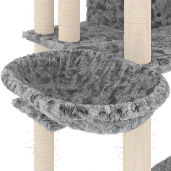 Draskyklė katėms su stovais iš sizalio, šviesiai pilka, 191cm