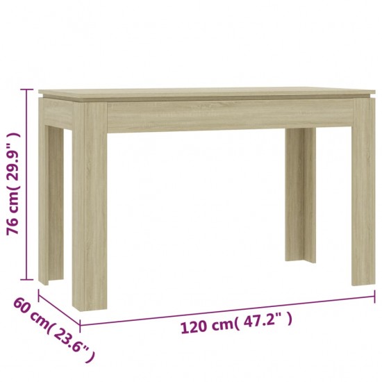 Valgomojo stalas, sonoma ąžuolo spalvos, 120x60x76cm, MDP