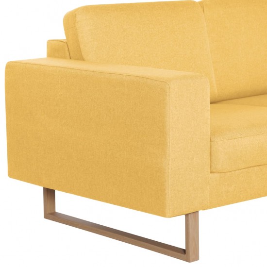 Trivietė sofa, geltona, audinys