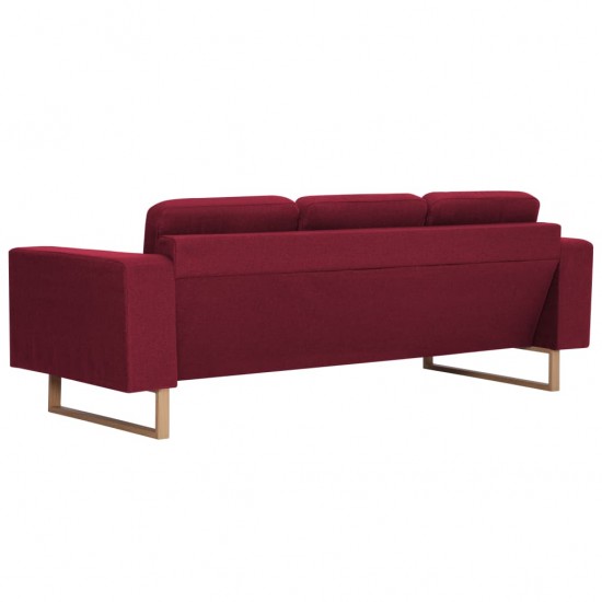 Trivietė sofa, vyno raudonos spalvos, audinys