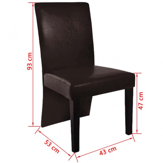 Valgomojo kėdės, 4vnt., tamsiai rudos, dirbtinė oda