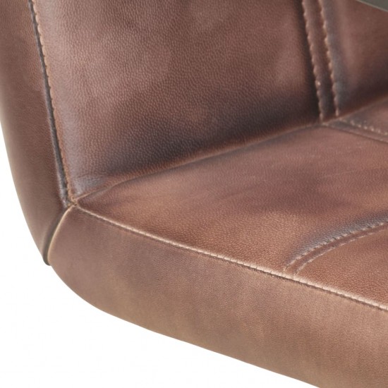 Gembinės valgomojo kėdės, 2vnt., baltintos rudos, tikra oda
