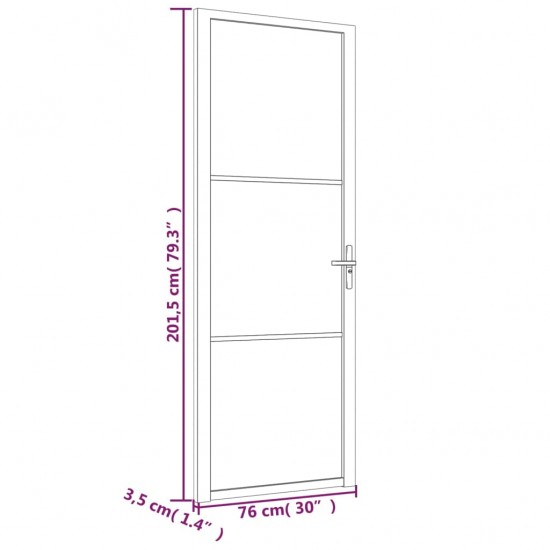 Vidaus durys, baltos, 76x201,5cm, matinis stiklas ir aliuminis