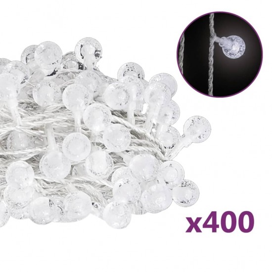 Rutuliukų girlianda, 40m, 400 šaltų baltų LED, 8 funkcijos