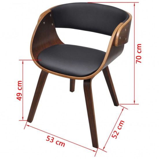 Valgomojo kėdės, 2vnt., rudos, išlenkta mediena ir dirbtinė oda