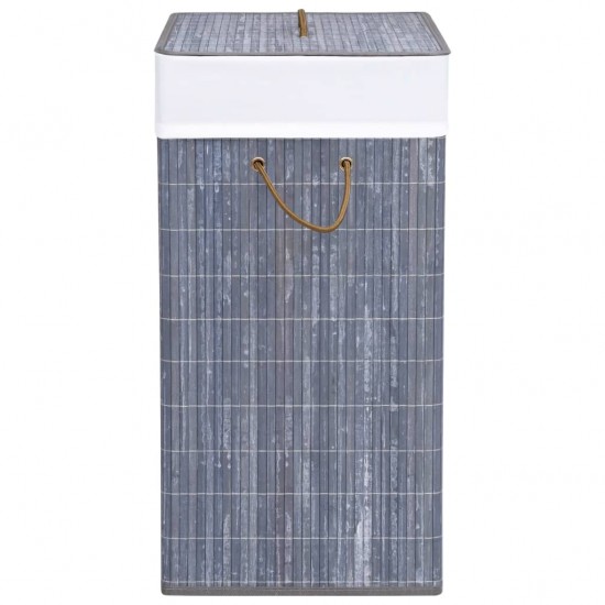 Skalbinių krepšys su 2 skyriais, pilkos spalvos, bambukas, 100l