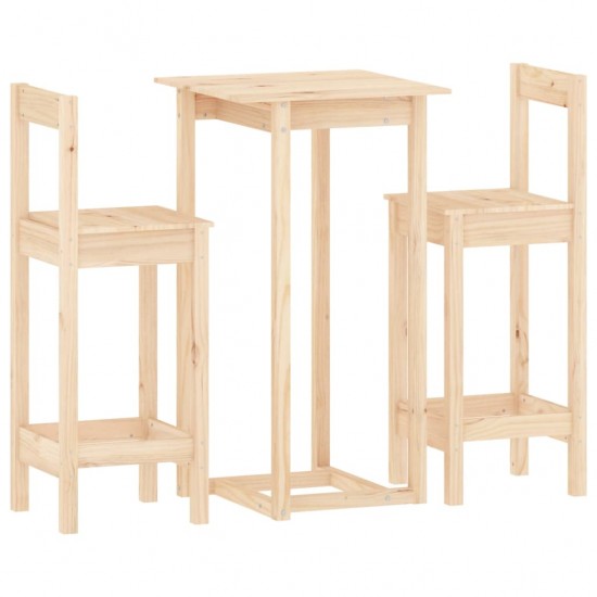 Baro baldų komplektas, 3 dalių, pušies medienos masyvas