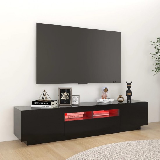 Televizoriaus spintelė su LED apšvietimu, juoda, 180x35x40cm