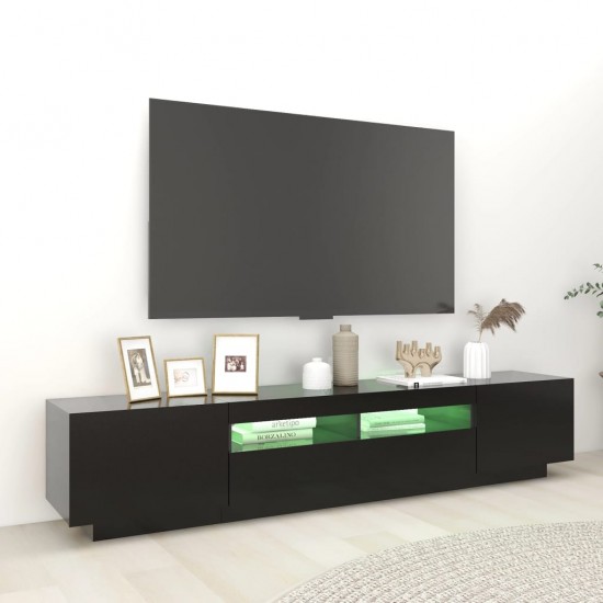 Televizoriaus spintelė su LED apšvietimu, juoda, 200x35x40cm