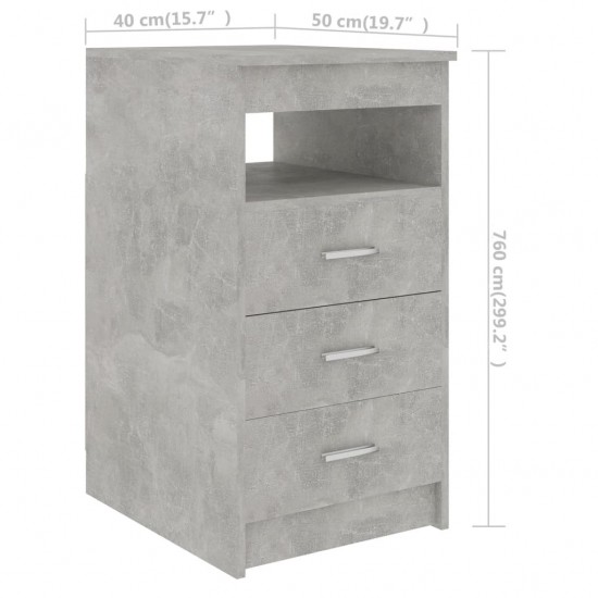 Spintelė su stalčiais, betono pilka, 40x50x76cm, mediena