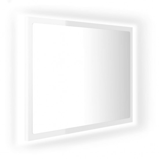 Vonios LED veidrodis, baltas, 60x8,5x37cm, akrilas, blizgus