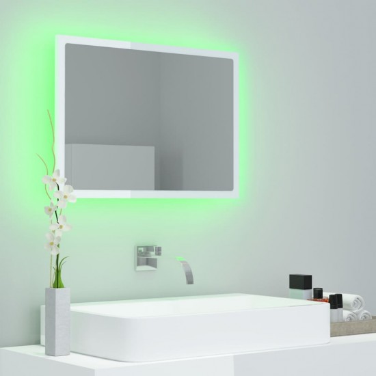 Vonios LED veidrodis, baltas, 60x8,5x37cm, akrilas, blizgus