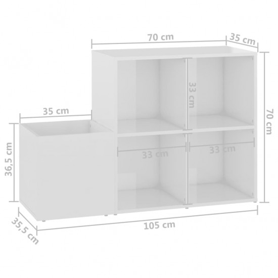 Koridoriaus spintelė batams, balta, 105x35,5x70cm, MDP, blizgi