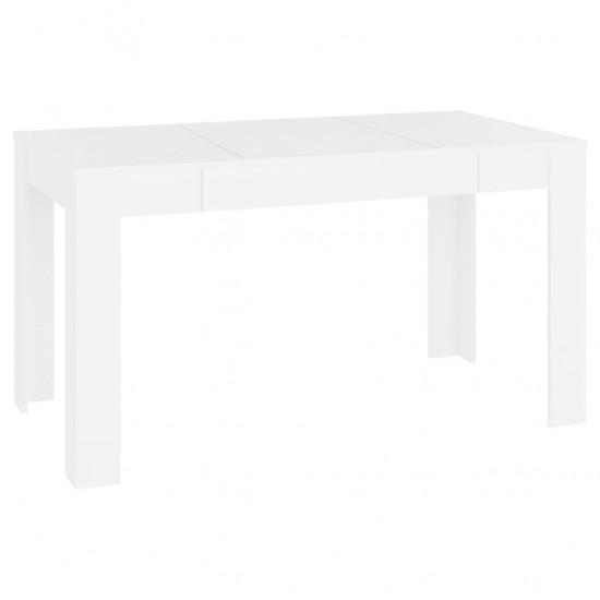 Valgomojo stalas, baltas, 140x74,5x76cm, perdirbta mediena
