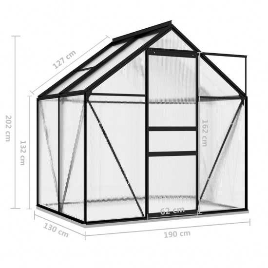 Šiltnamis, antracito spalvos, aliuminis, 2,47m²