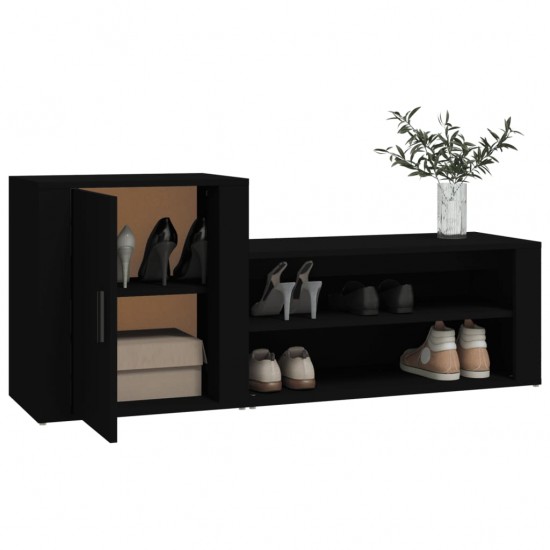 Spintelė batams, juodos spalvos, 130x35x54cm, apdirbta mediena